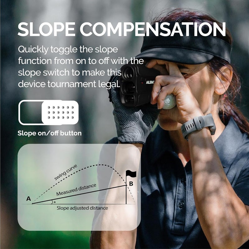 AILEMON Golf Laser Rangefinder Hunting Range Finder 900Y Fast Focus High-Precision Continuous Scan Flag Pole Locking Vibration Function Slope Mode Range Finder - Image 3